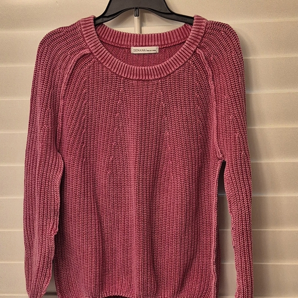 Zenana Outfitters Dark Red Crew Neck Sweater Large - Picture 2 of 4
